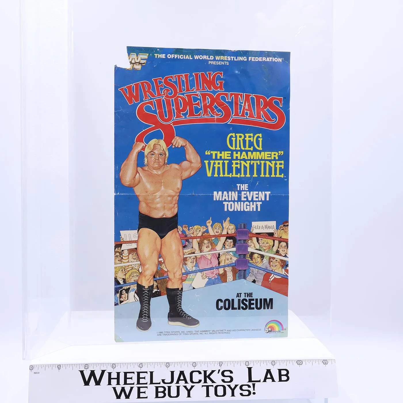 Greg "The Hammer" Valentine Original Poster 1985 WWF LJN Wrestling Vintage