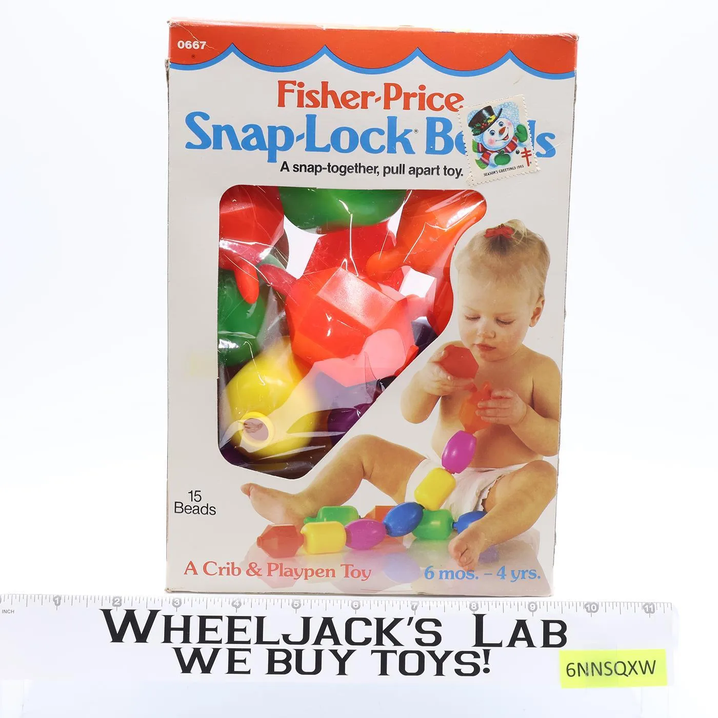 #0667 Snap-Lock Beads 1985 Fisher-Price Crib & Playpen Toy NEW MISB SEALED