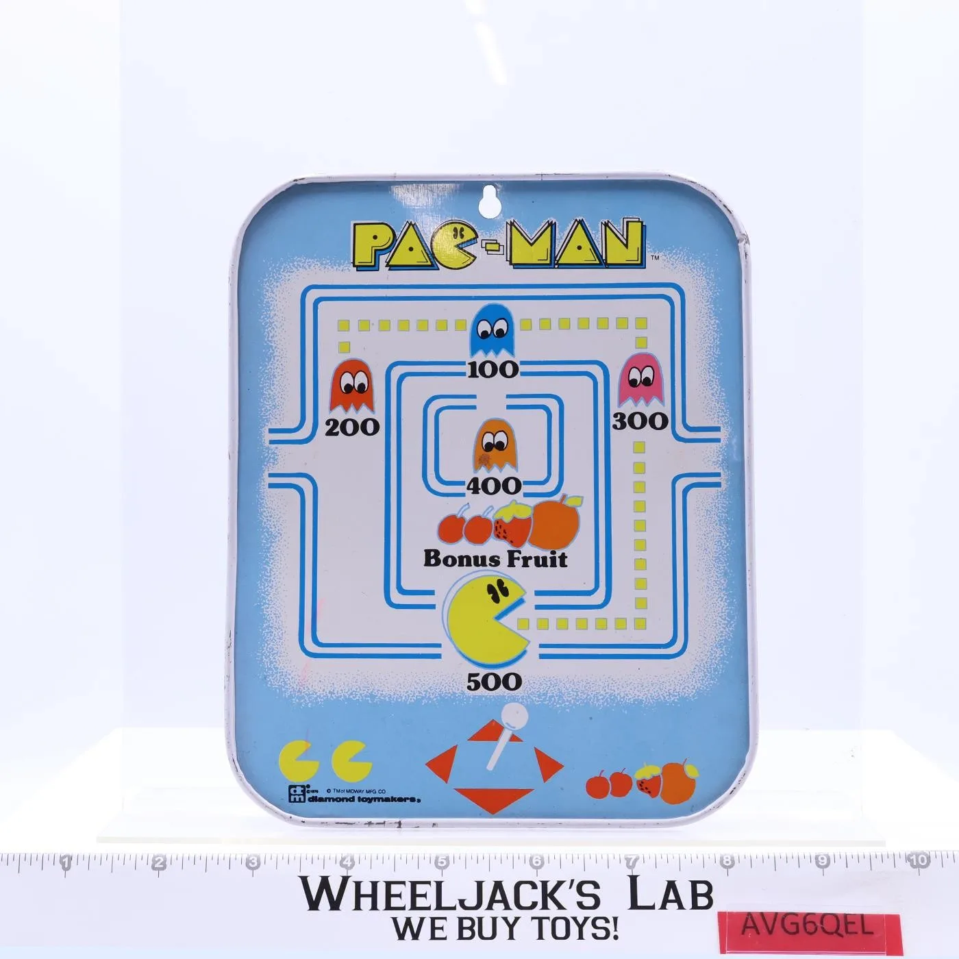 Pac-Man Tin Metal Sign 1980s Diamond Toymakers Vintage 8 x 6