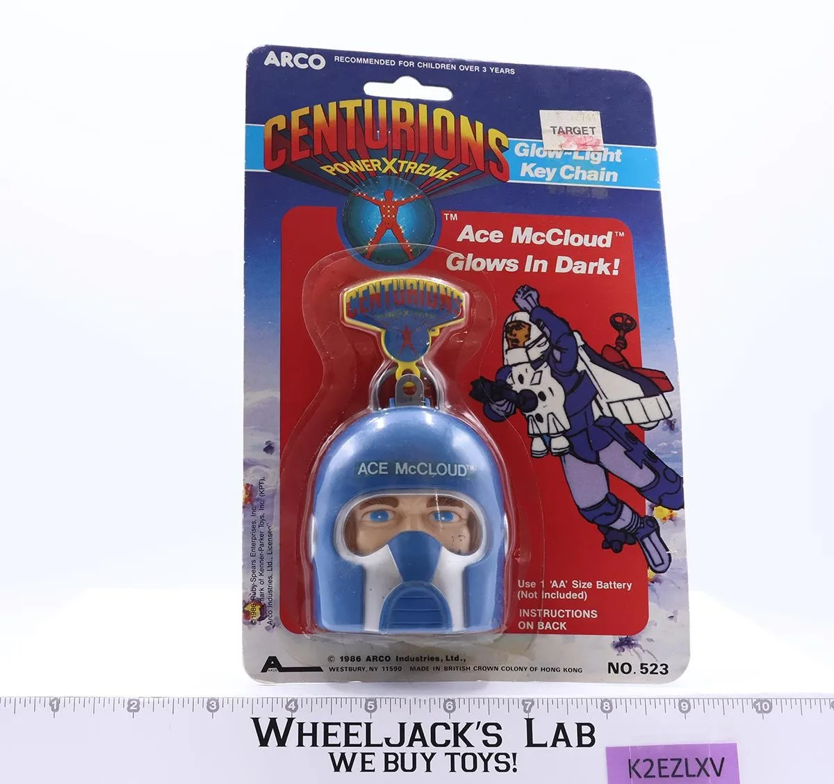 Ace McCloud Glow-Light Key Chain Centurions Power Xtreme Arco 1986 Vintage MOSC