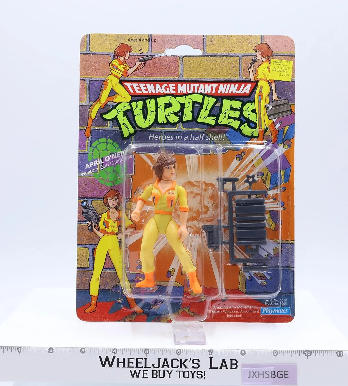 April O'Neil Orange Stripes Turtles TMNT 1990 Playmates Vintage Figure MOSC