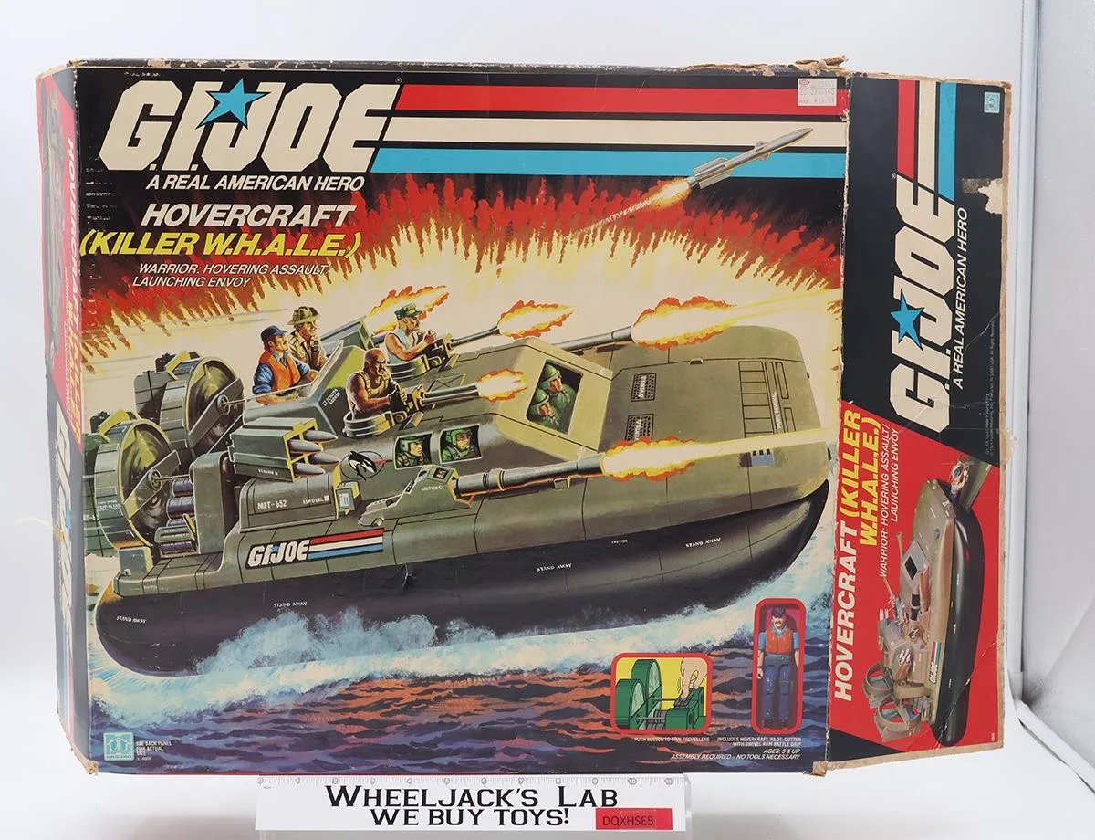 Hovercraft Killer W.H.A.L.E. Complete W/Box + UNUSED STICKERS GI Joe 1984 Hasbro