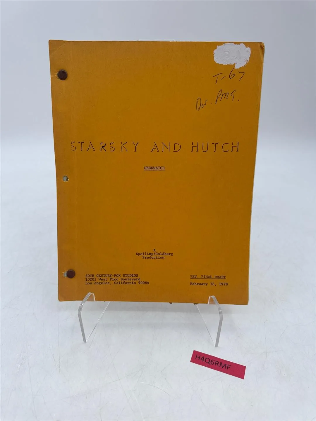 Starsky & Hutch TV Script "Deckwatch" Rev Final Draft Feb 16,1978 Original