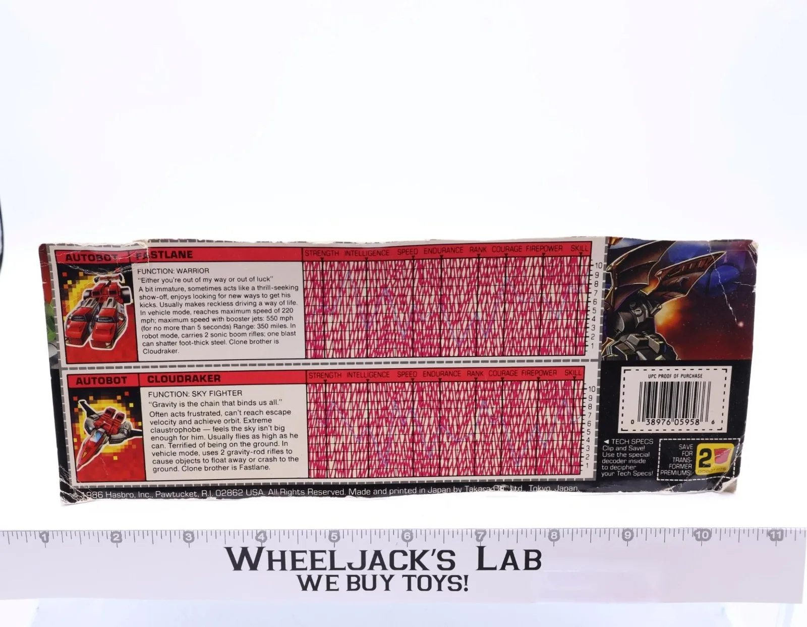 Fastlane & Cloudraker Action Figure Robot Tech Spec 1986 Hasbro G1 Transformer