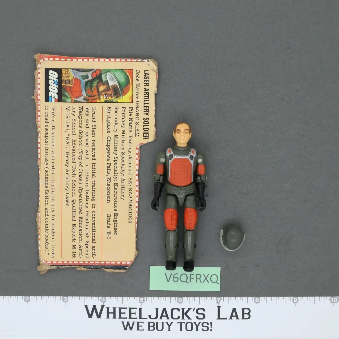 Grand Slam V1 Straight Arms 100% Complete G.I. Joe 1982 Hasbro Vintage Figure