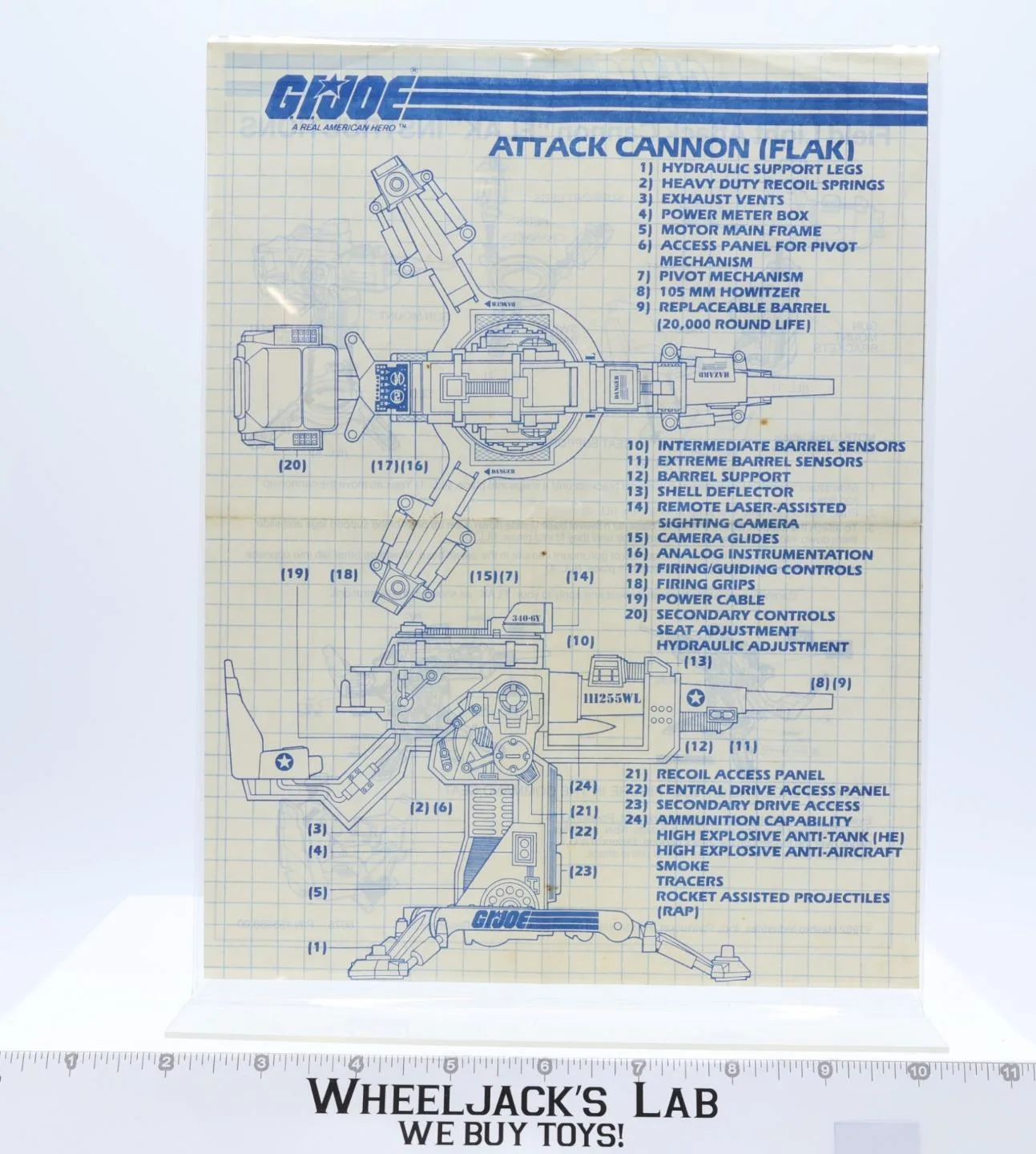 Field Light Attack Cannon FLAK ORIGINAL Instructions/ Blueprints G.I. Joe Hasbro